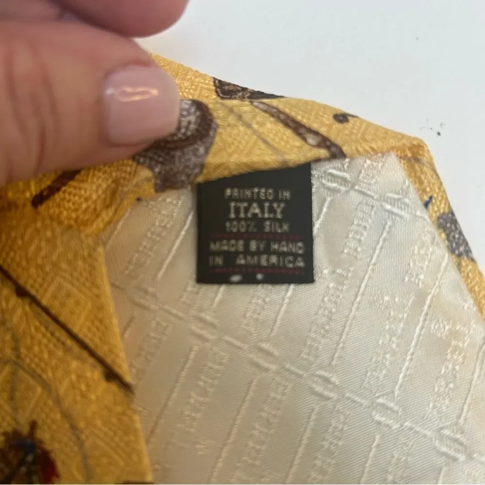 Ferrell Rees for‎ Cambridge Ltd. Yellow Gold Fly Fishing Silk Tie